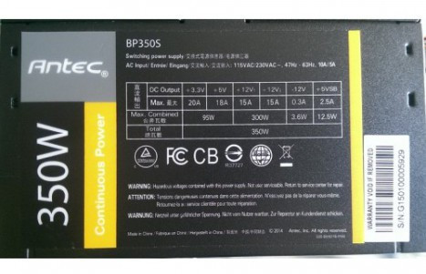 Antec BP350S 350 Watt Computer Power Supply Unit